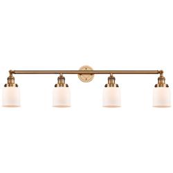 Bell 42"W Brushed Brass 4-Light Bath Light w/ White Glass