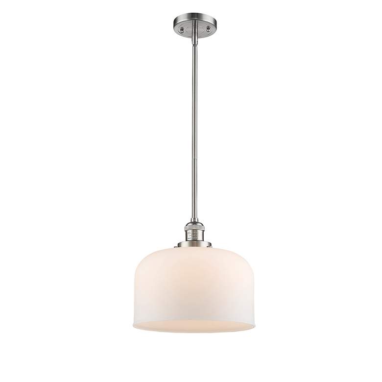 Image 3 Bell 42"W Satin Gold 3-Light Island Pendant w/ White Glass more views