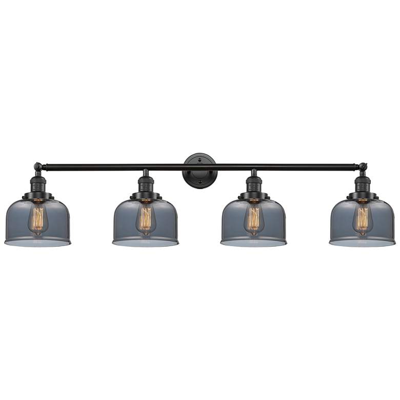 Image 1 Bell 44" Wide 4 Light Bronze Bath Vanity Light w/ Plated Smoke Shade