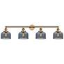 Bell 44" Wide 4 Light Brushed Brass Bath Vanity Light w/ Plated Smoke