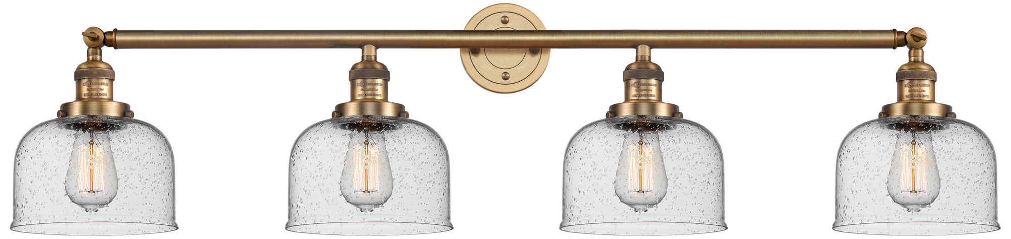 Bell 44" Wide 4 Light Brushed Brass Bath Vanity Light w/ Seedy Shade