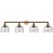 Bell 44" Wide 4 Light Brushed Brass Bath Vanity Light w/ Seedy Shade