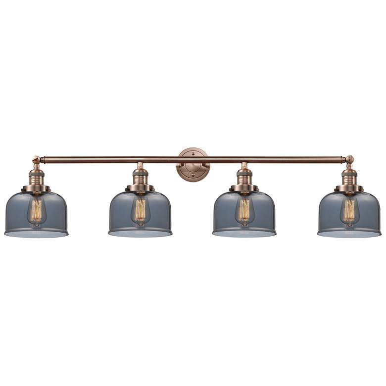 Image 1 Bell 44" Wide 4 Light Copper Bath Vanity Light w/ Plated Smoke Shade