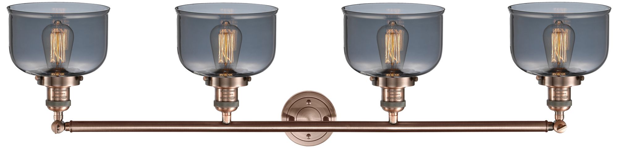 Image 2 Bell 44" Wide 4 Light Copper Bath Vanity Light w/ Plated Smoke Shade more views