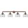 Bell 44" Wide 4 Light Copper Bath Vanity Light w/ Seedy Shade