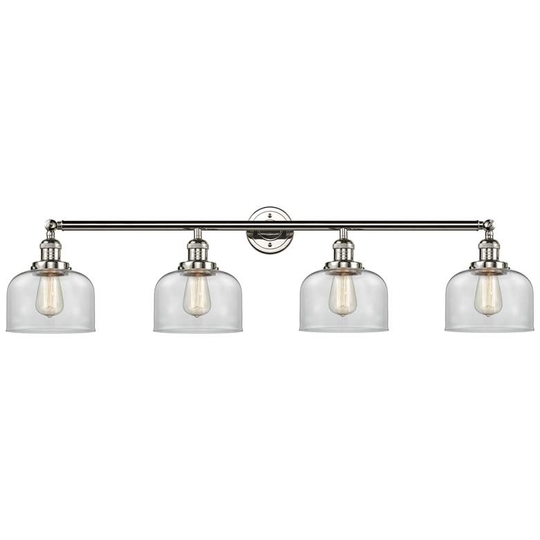 Image 1 Bell 44" Wide 4 Light Polished Nickel Bath Vanity Light w/ Clear Shade
