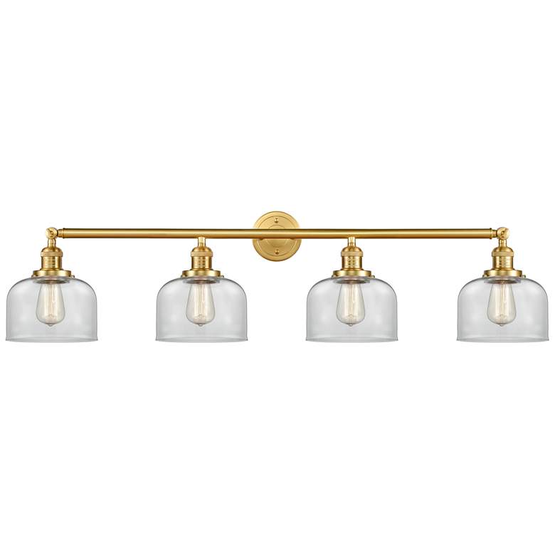Image 1 Bell 44" Wide 4 Light Satin Gold Bath Vanity Light w/ Clear Shade