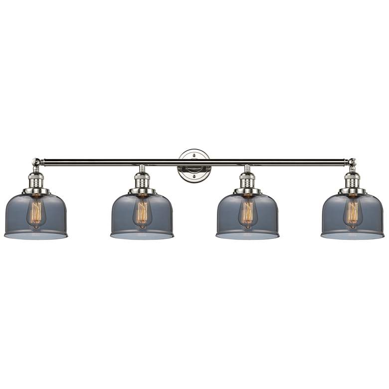 Image 1 Bell 44"W 4 Light Polished Nickel Bath Vanity Light w/ Plated Smoke Sh