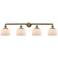 Bell 44"W Antique Brass 4-Light Bath Light w/ White Shade