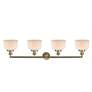 2_Bell 44"W Antique Brass 4-Light Bath Light w/ White Shade more views