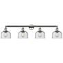 1_Bell 44"W Polished Nickel Seedy Glass 4-Light LED Bath Light