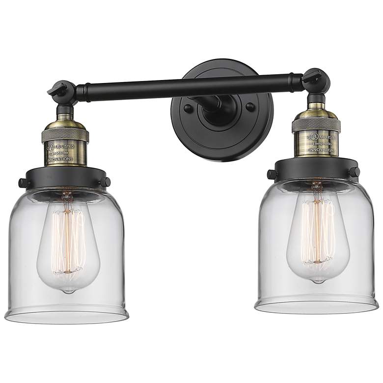 Image 1 Bell 5" 2 Light 16" Tiltable LED Bath Light - Black Brass - Clear