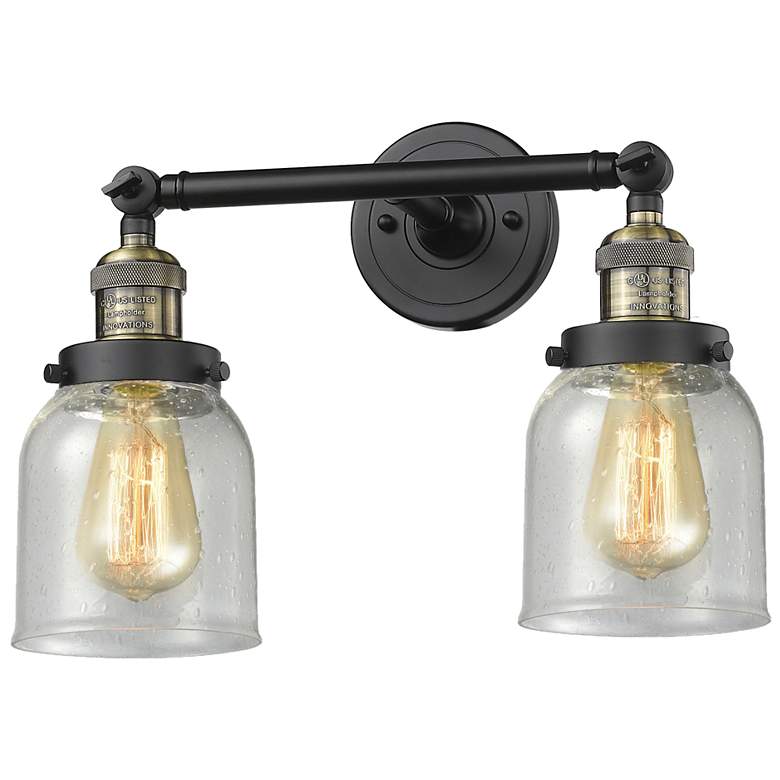 Image 1 Bell 5" 2 Light 16" Tiltable LED Bath Light - Black Brass - Seedy