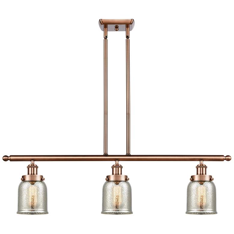 Image 1 Bell 5" 3 Light 36" Island Light - Antique Copper - Silver Plate