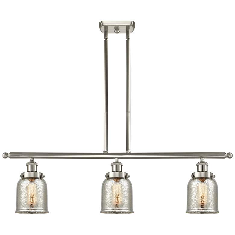 Image 1 Bell 5" 3 Light 36" Island Light - Satin Nickel - Silver Mercury