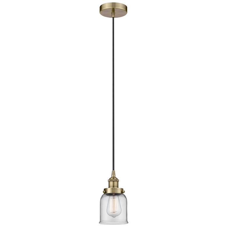 Image 1 Bell 5" Antique Brass Mini Pendant w/ Clear Shade
