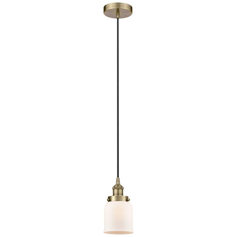 Image 1 Bell 5" Antique Brass Mini Pendant w/ Matte White Shade