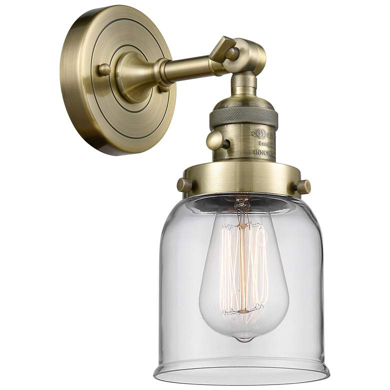 Image 1 Bell 5" Antique Brass Sconce w/ Clear Shade
