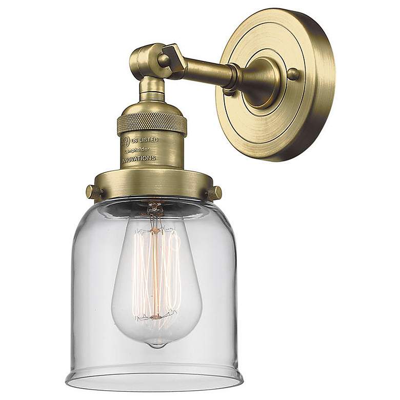 Image 1 Bell 5" Antique Brass Sconce w/ Clear Shade