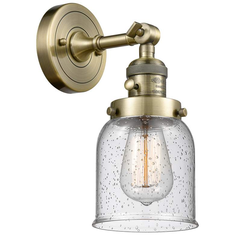 Image 1 Bell 5" Antique Brass Sconce w/ Seedy Shade