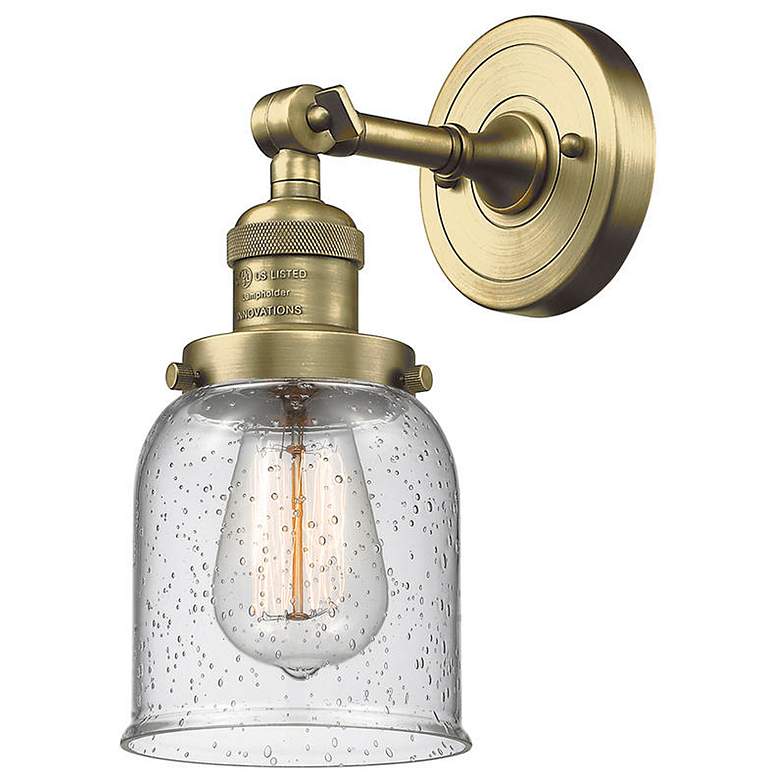 Image 1 Bell 5" Antique Brass Sconce w/ Seedy Shade