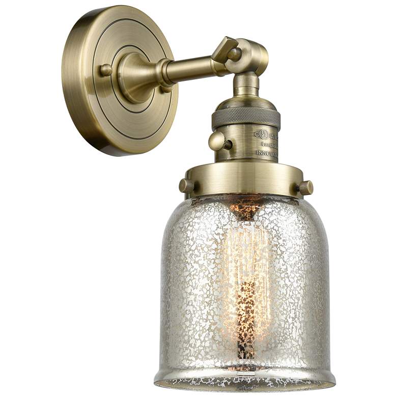 Image 1 Bell 5" Antique Brass Sconce w/ Silver Plated Mercury Shade