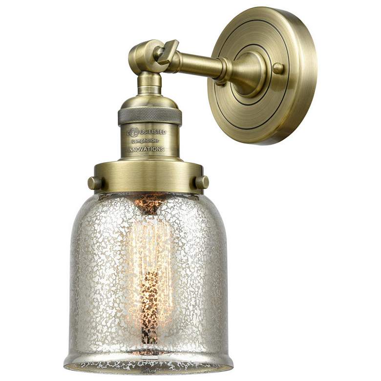 Image 1 Bell 5" Antique Brass Sconce w/ Silver Plated Mercury Shade