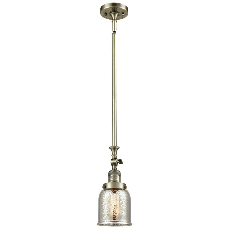 Image 1 Bell 5" Antique Brass Stem Hung Mini Pendant w/ Silver Plated Mercury