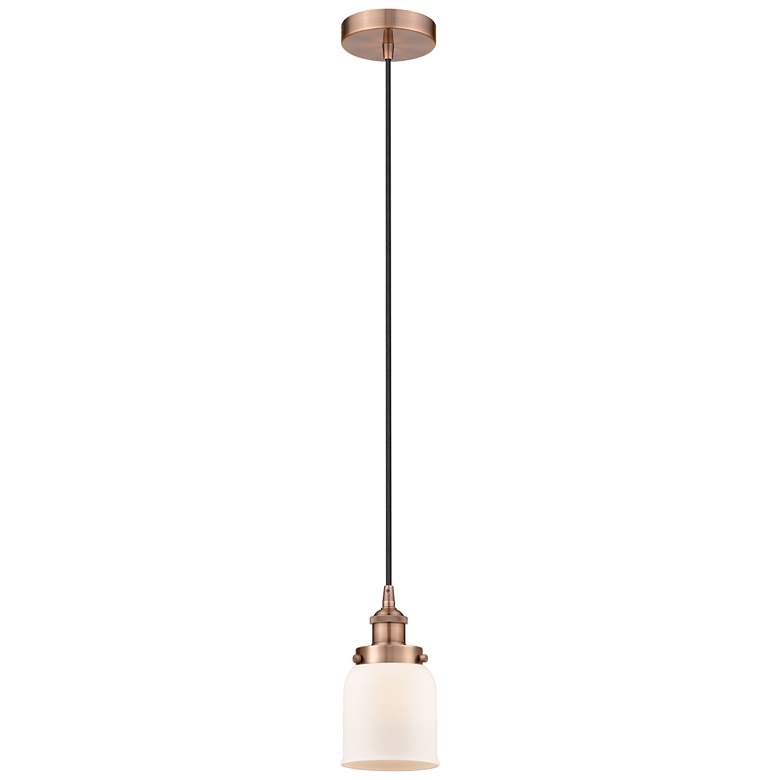 Image 1 Bell 5" Antique Copper Mini Pendant w/ Matte White Shade