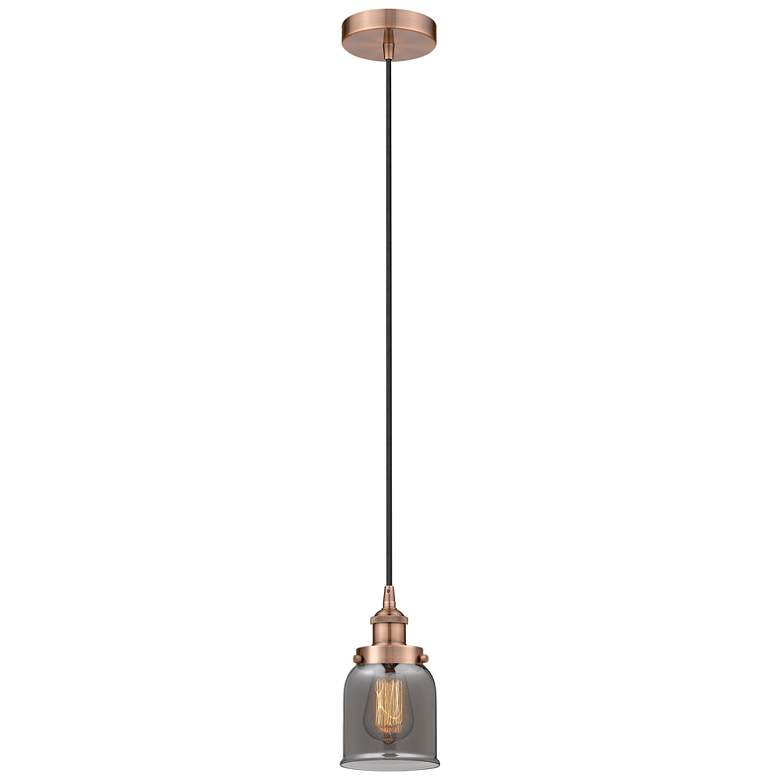 Image 1 Bell 5 inch Antique Copper Mini Pendant w/ Plated Smoke Shade