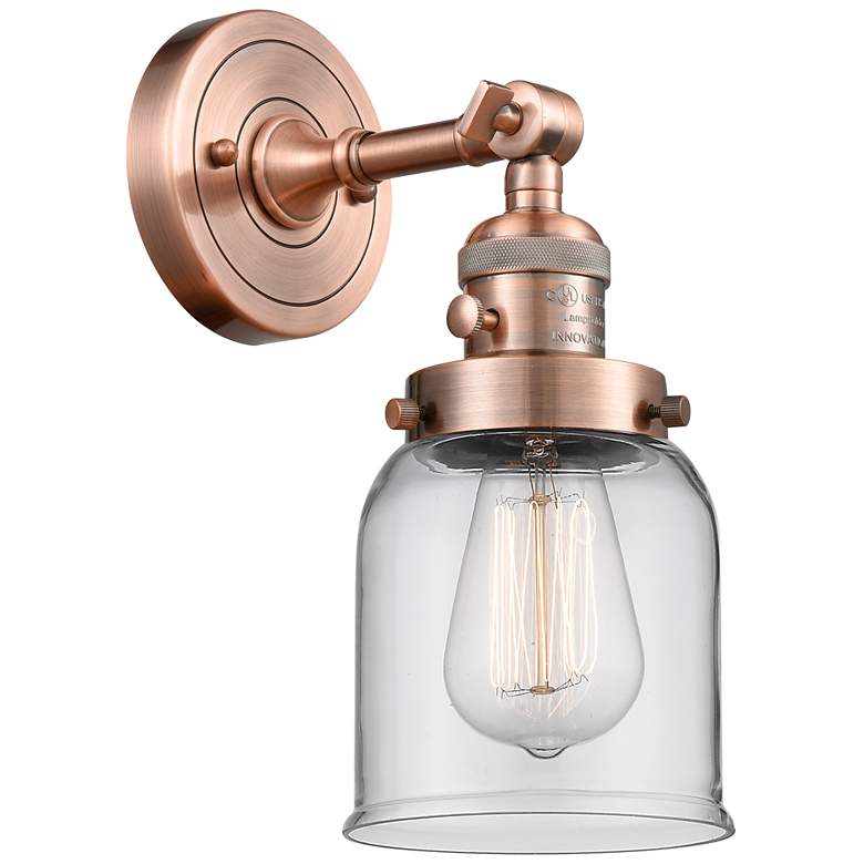 Image 1 Bell 5" Antique Copper Sconce w/ Clear Shade