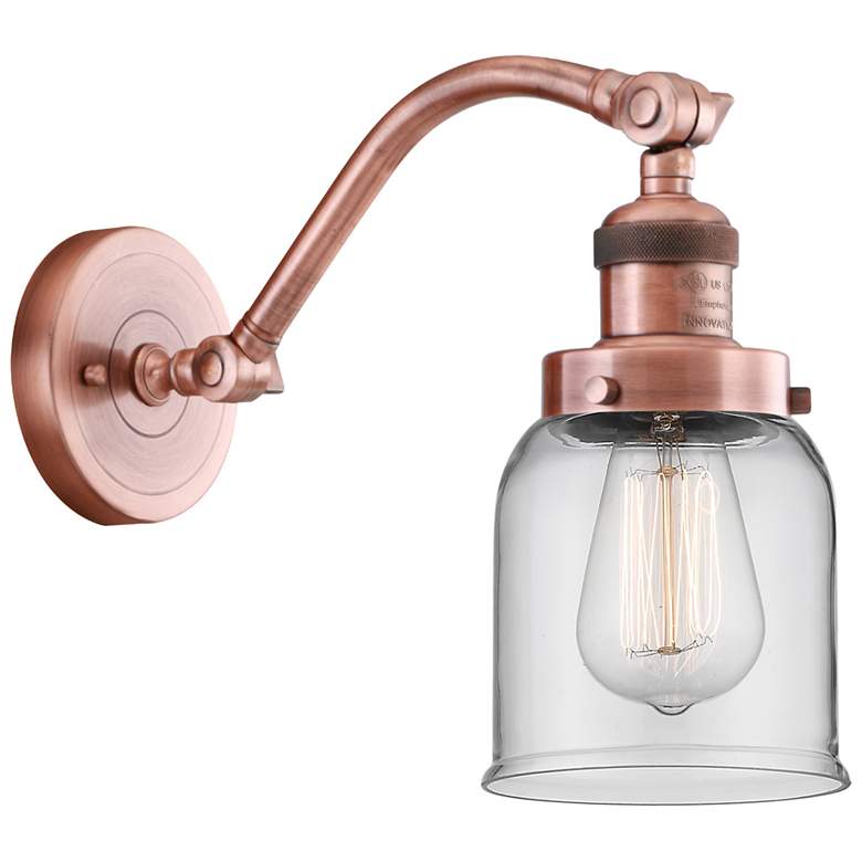 Image 1 Bell 5" Antique Copper Sconce w/ Clear Shade