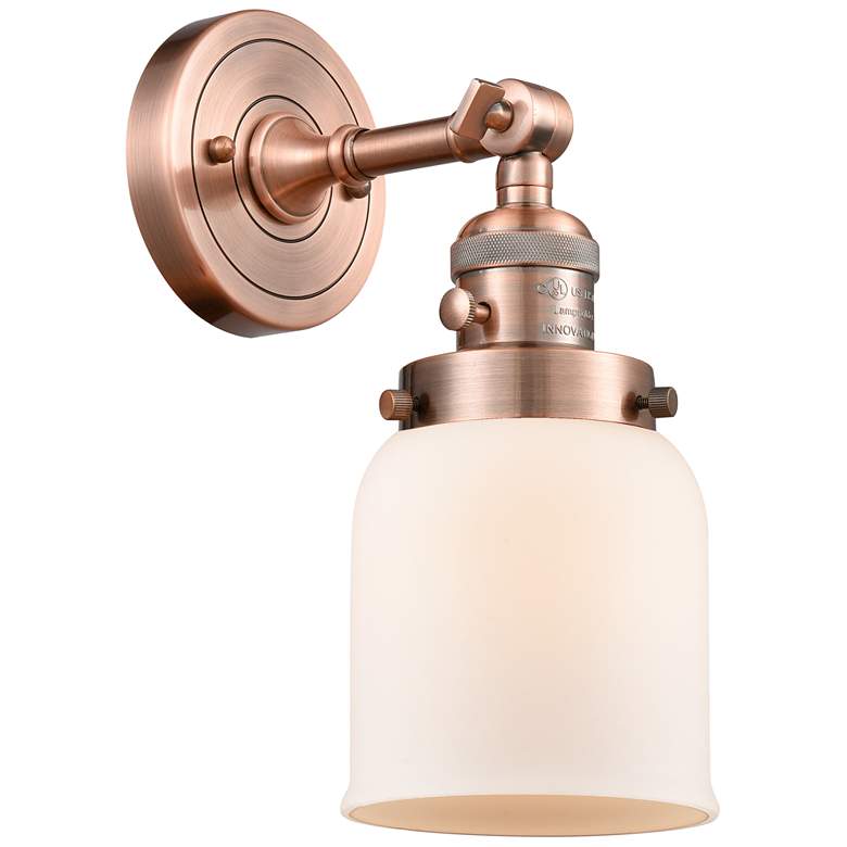 Image 1 Bell 5" Antique Copper Sconce w/ Matte White Shade