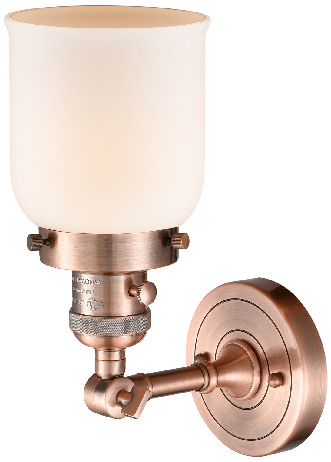 Image 2 Bell 5" Antique Copper Sconce w/ Matte White Shade more views