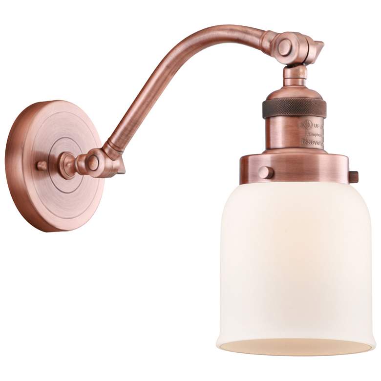 Image 1 Bell 5" Antique Copper Sconce w/ Matte White Shade