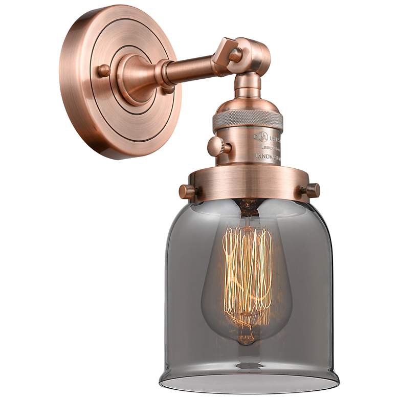 Image 1 Bell 5" Antique Copper Sconce w/ Plated Smoke Shade