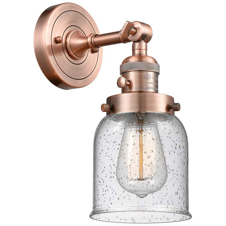 Image 1 Bell 5" Antique Copper Sconce w/ Seedy Shade