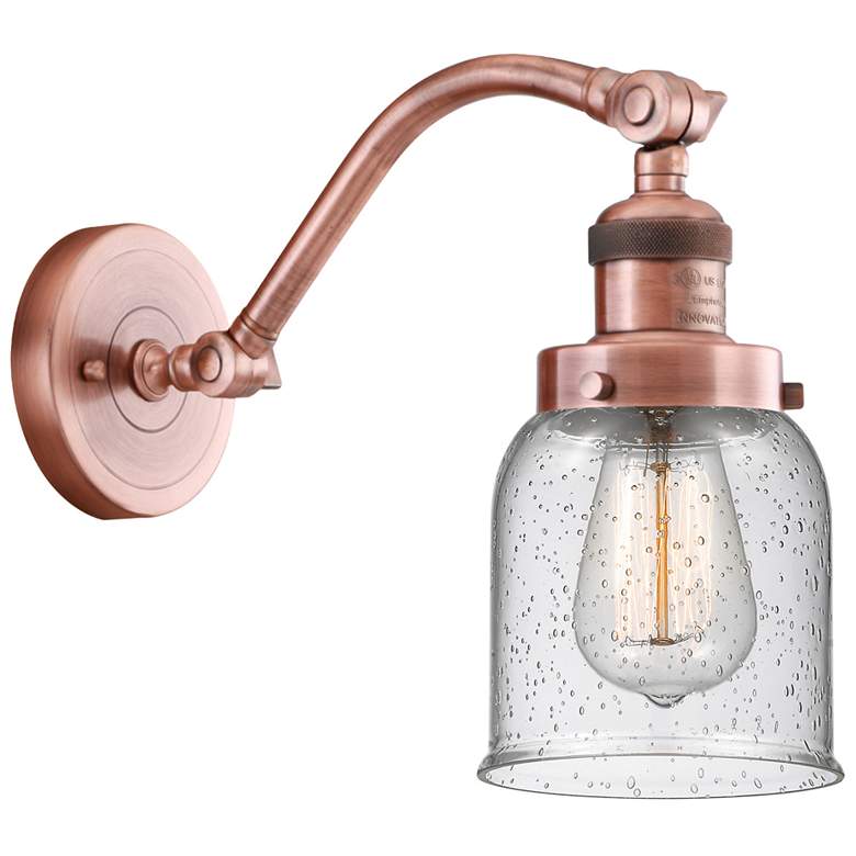 Image 1 Bell 5" Antique Copper Sconce w/ Seedy Shade