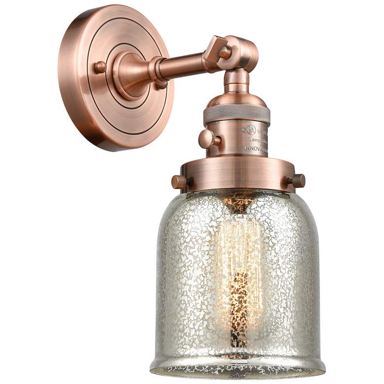 Image 1 Bell 5" Antique Copper Sconce w/ Silver Plated Mercury Shade