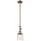 Bell 5" Antique Copper Stem Hung Mini Pendant w/ Deco Swirl Shade