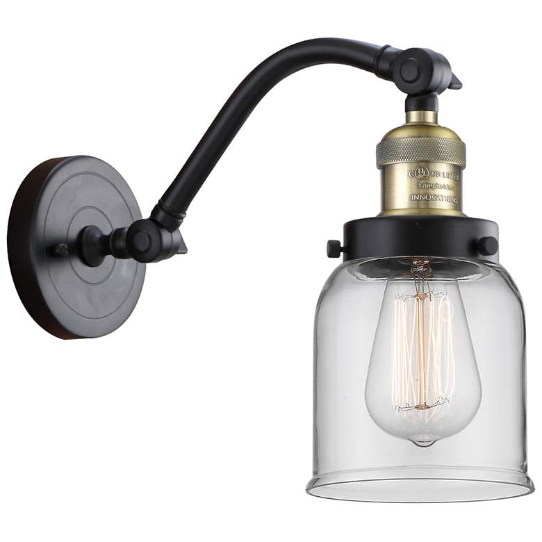 Image 1 Bell 5" Black Antique Brass Sconce w/ Clear Shade