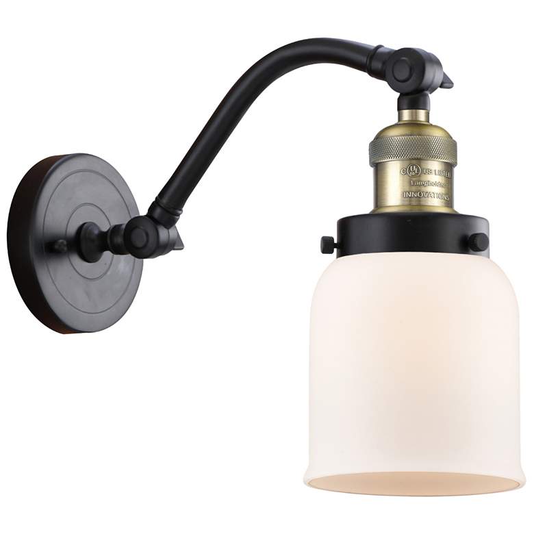 Image 1 Bell 5" Black Antique Brass Sconce w/ Matte White Shade