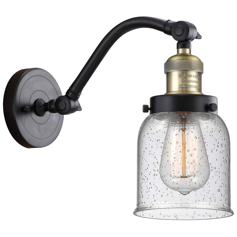 Image 1 Bell 5" Black Antique Brass Sconce w/ Seedy Shade