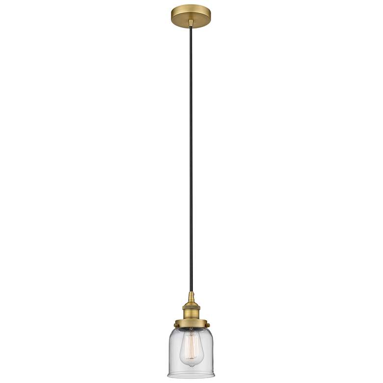 Image 1 Bell 5" Brushed Brass Mini Pendant w/ Clear Shade