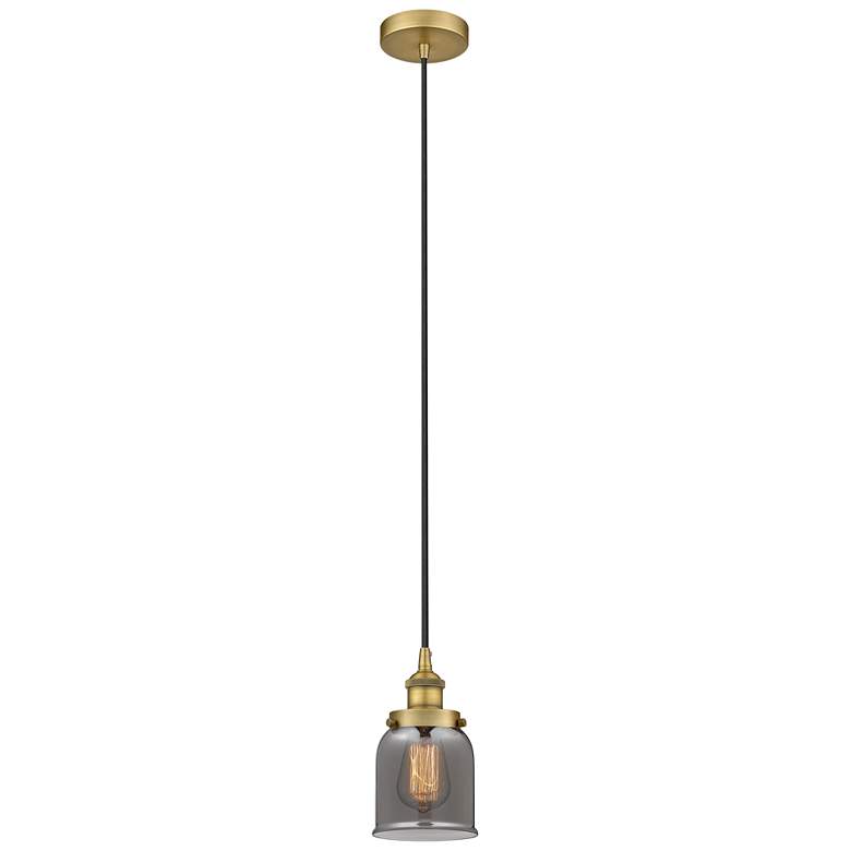 Image 1 Bell 5" Brushed Brass Mini Pendant w/ Plated Smoke Shade