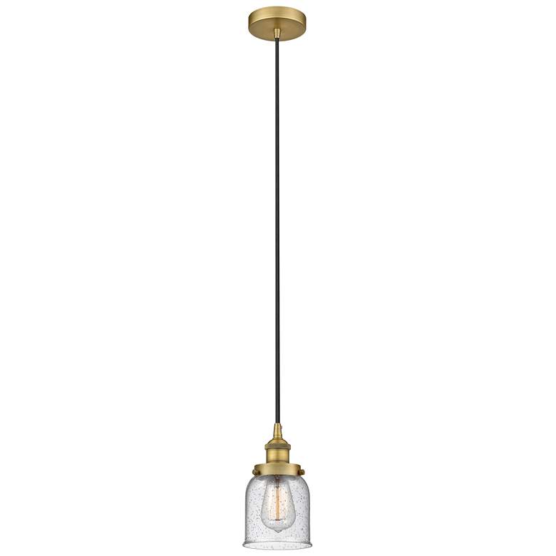 Image 1 Bell 5" Brushed Brass Mini Pendant w/ Seedy Shade