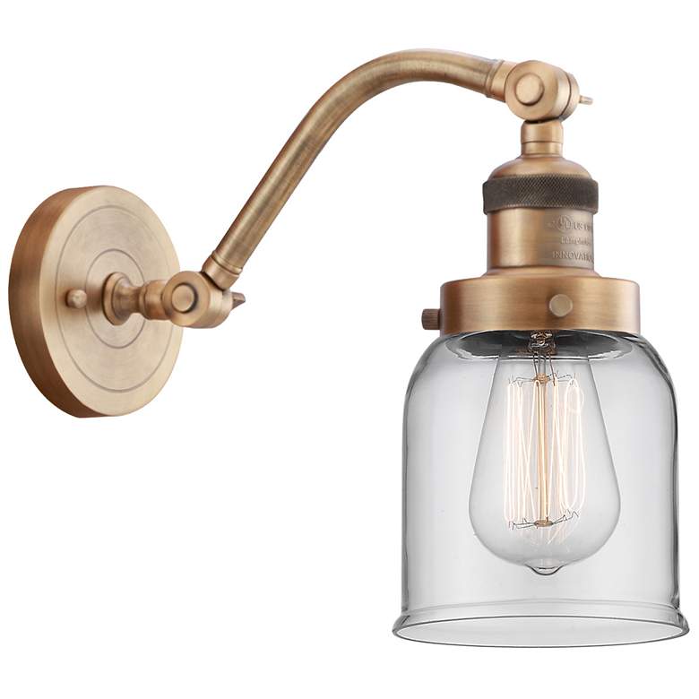 Image 1 Bell 5" Brushed Brass Sconce w/ Clear Shade