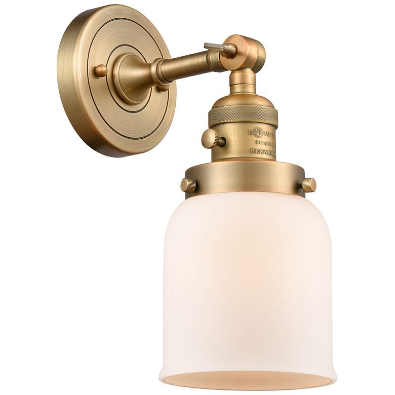 Image 1 Bell 5 inch Brushed Brass Sconce w/ Matte White Shade