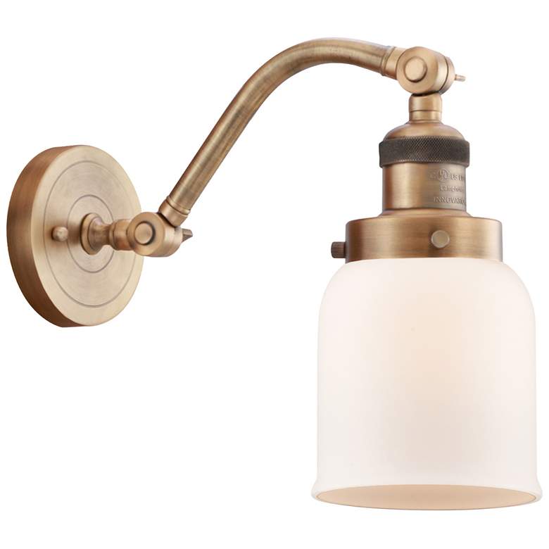 Image 1 Bell 5" Brushed Brass Sconce w/ Matte White Shade