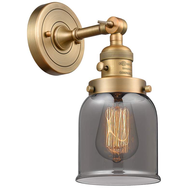 Image 1 Bell 5" Brushed Brass Sconce w/ Plated Smoke Shade